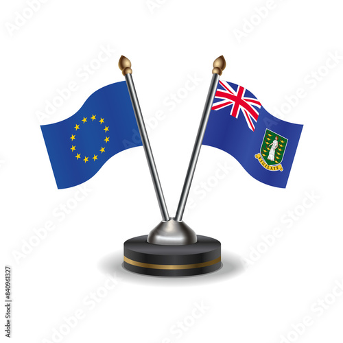 European Union and British Virgin Islands table flags relation with background transparent