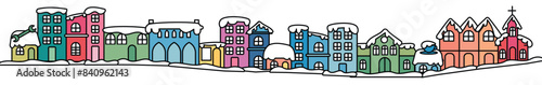 Holiday City Main Street | Mixed Use Buildings Including Town Hall, Retail Shops, Residential Townhomes,  Church, School, Auto Shop, Coffee Shop