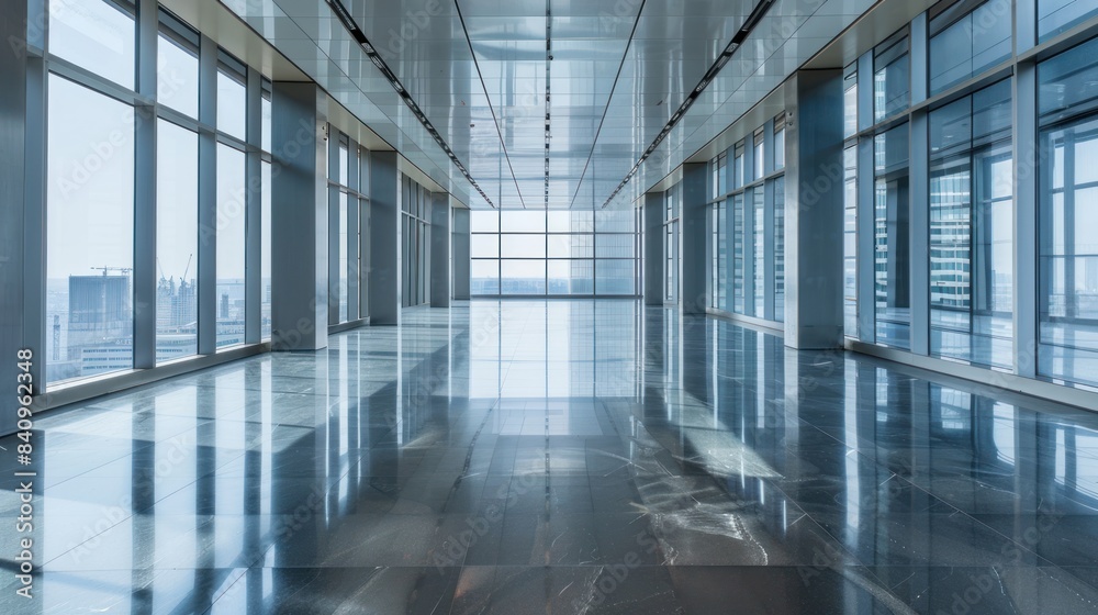 Empty office lobby interior design with glass windows,. Empty office lobby interior design with glass windows,.
