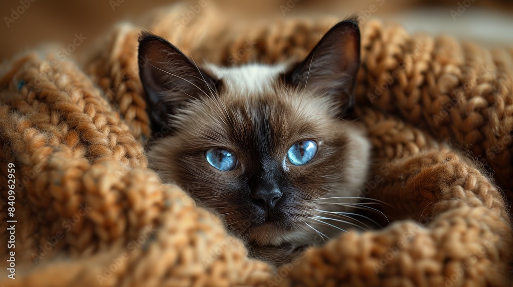 Cozy cat relaxing in blanket Cozy cat relaxing in blanket