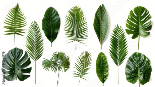 Palm Leaf Collection on White Background - Botanical Design Elements