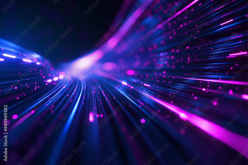 Blue purple light line through dark background, hyper speed warp in space Blue purple light line through dark background, hyper speed warp in space
