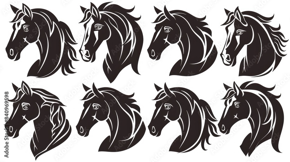 Decorative horse head symbols suitable for labels stickers and T shirt designs optimized for vinyl cutting and engraving Decorative horse head symbols suitable for labels stickers and T shirt designs optimized for vinyl cutting and engraving