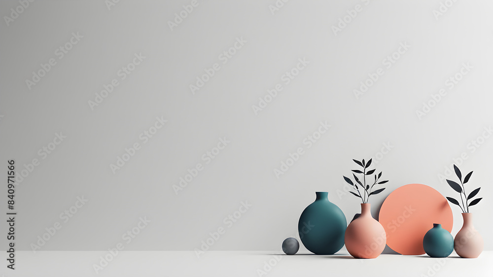 Minimal modern background in pastel color, flower pot in front Generative AI Minimal modern background in pastel color, flower pot in front Generative AI