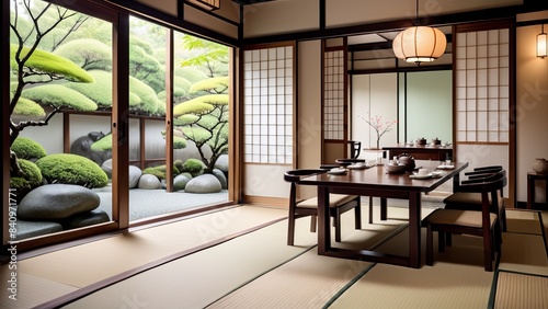 Traditional Japanese Restaurant with Zen Garden View © giovanni