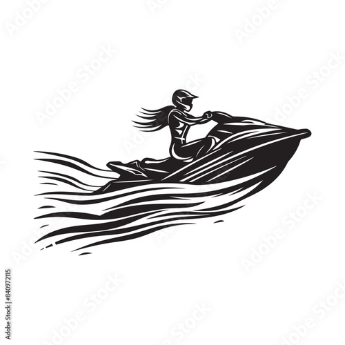  Jet Ski Silhouette Vector Art, Icons, and Graphics isolated on white