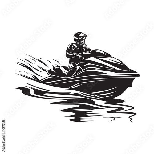  Jet Ski Silhouette Vector Art, Icons, and Graphics isolated on white