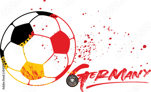 Germany flag with soccer ball .Paint brush stroke vector, graphic design team Germany, Soccer ball on Germany flag background from paint brushes. Abstract flag of Germany. flag ball