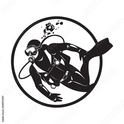 Scuba diving logo template. Scuba Diving Logos Stock Illustrations on white background