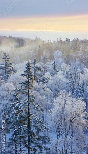 Wallpaper Mural Capture the expansive beauty of a Nova Scotian forest in winter created with Generative AI technology Torontodigital.ca