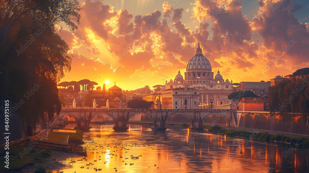Fototapeta premium Capture the grandeur of Rome, Italy created with Generative AI technology