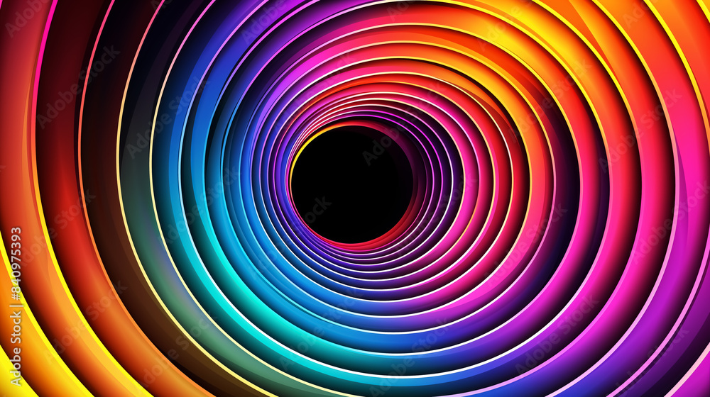 Fototapeta premium Abstract 3D circles Background, geometric spectrum texture, curve tunnel pattern. Wall Art Poster Print Design for Home Decor, Decoration Artwork, High Resolution Wallpaper for Computer and Cellphone