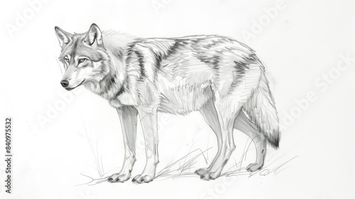 A wolf depicted through a simple pencil drawing
