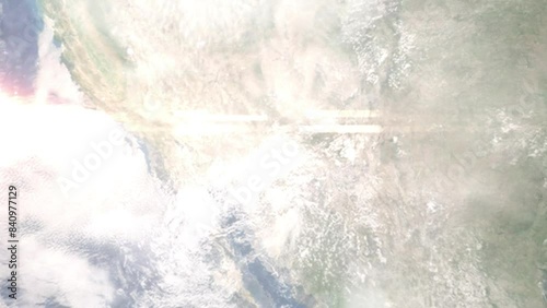 Earth zoom in from space and focus on Florence, Arizona, USA. 3D style Animation. Satellite view. Background for travel intro, blog. Images from NASA. photo