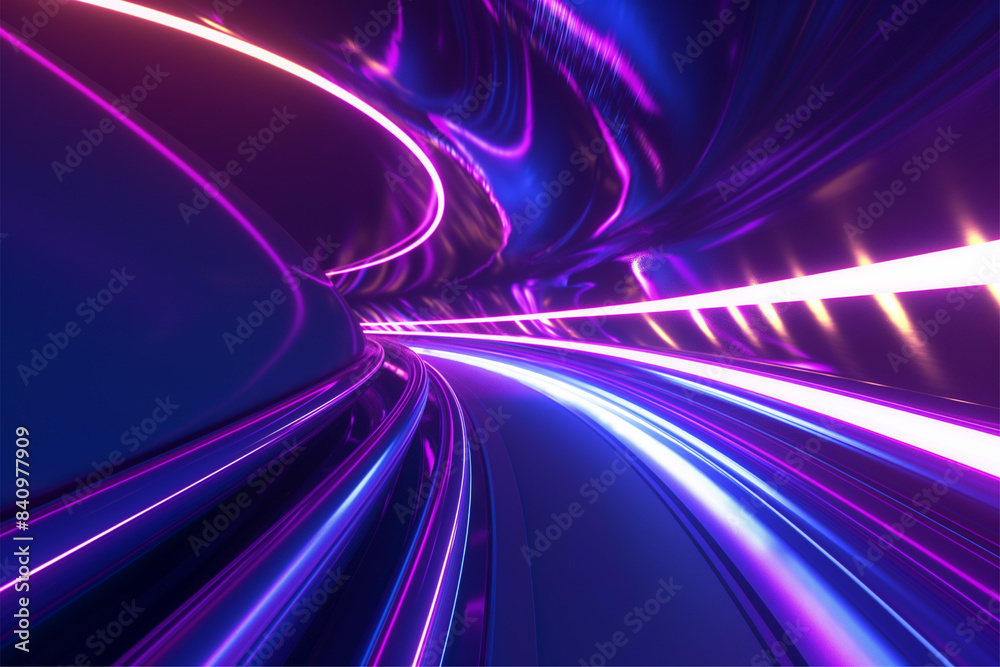 Blue purple light line through dark background, hyper speed warp in space Blue purple light line through dark background, hyper speed warp in space