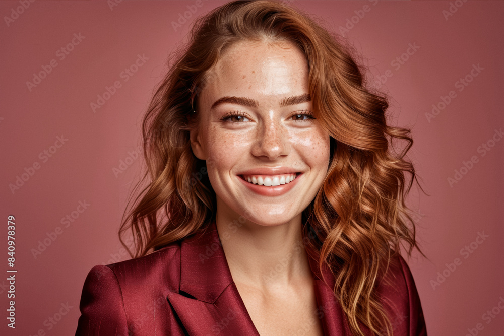 A headshot portrait photo of a beautiful young woman