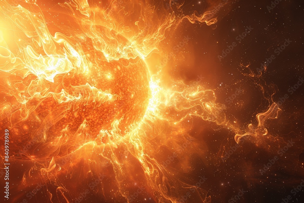 Stunning Solar Flare Eruption Captured in Space - Fiery Plasma and Intense Energy Emissions from the Sun's Surface in a Cosmic Display of Power and Beauty Stunning Solar Flare Eruption Captured in Space - Fiery Plasma and Intense Energy Emissions from the Sun's Surface in a Cosmic Display of Power and Beauty