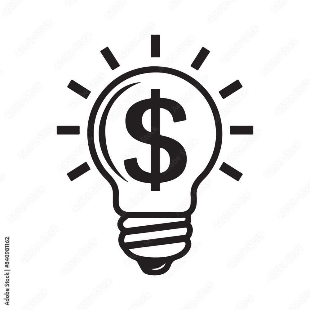 Money Idea Symbol Of A Light bulb vector isolated on white Money Idea Symbol Of A Light bulb vector isolated on white