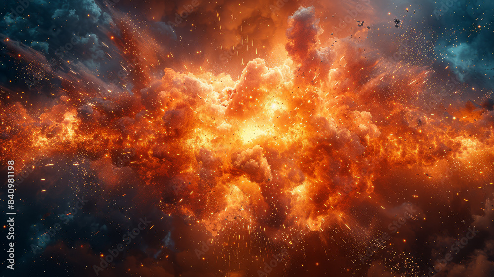 Fototapeta premium explosion for under someones name on a poster created with Generative AI technology