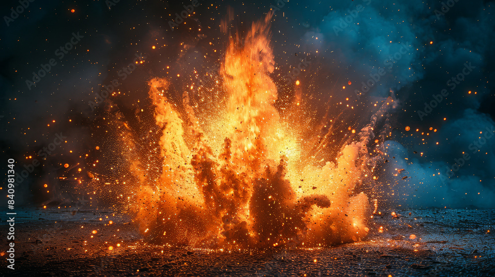 explosion for under someones name on a poster created with Generative AI technology