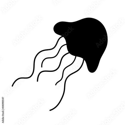 Black icon Jellyfish Vector 