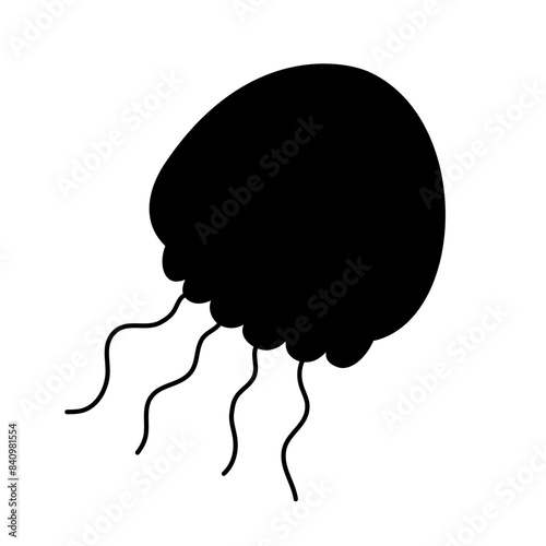 Black icon Jellyfish Vector 