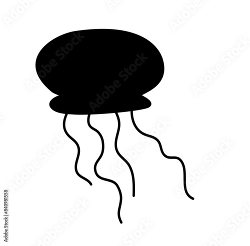 Black icon Jellyfish Vector 