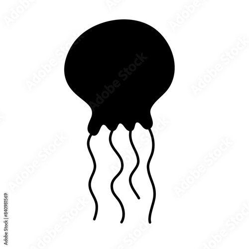 Black icon Jellyfish Vector 