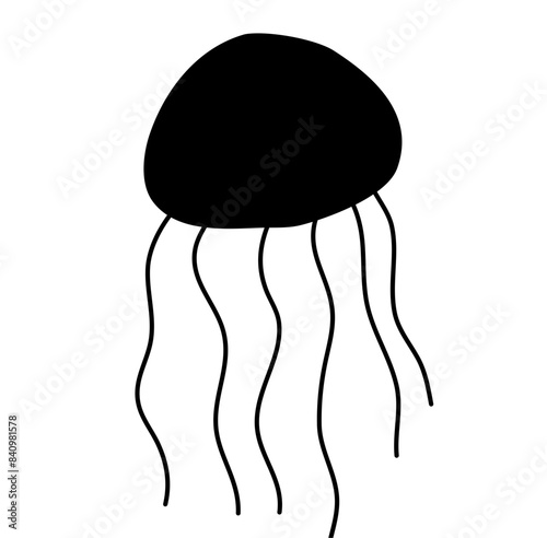Black icon Jellyfish Vector 