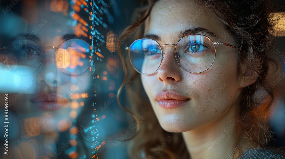 female marketer, learning AI and beeing happy created with Generative AI technology female marketer, learning AI and beeing happy created with Generative AI technology