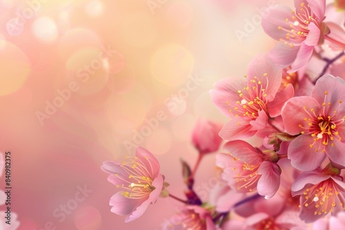 background with cherry blossom. spring flowers - generative ai © Nia™