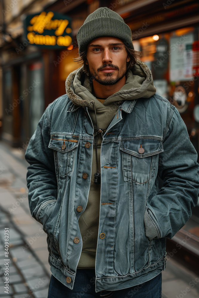 full-length a 30 years old man-model, Streetwear fashion style created with Generative AI technology full-length a 30 years old man-model, Streetwear fashion style created with Generative AI technology