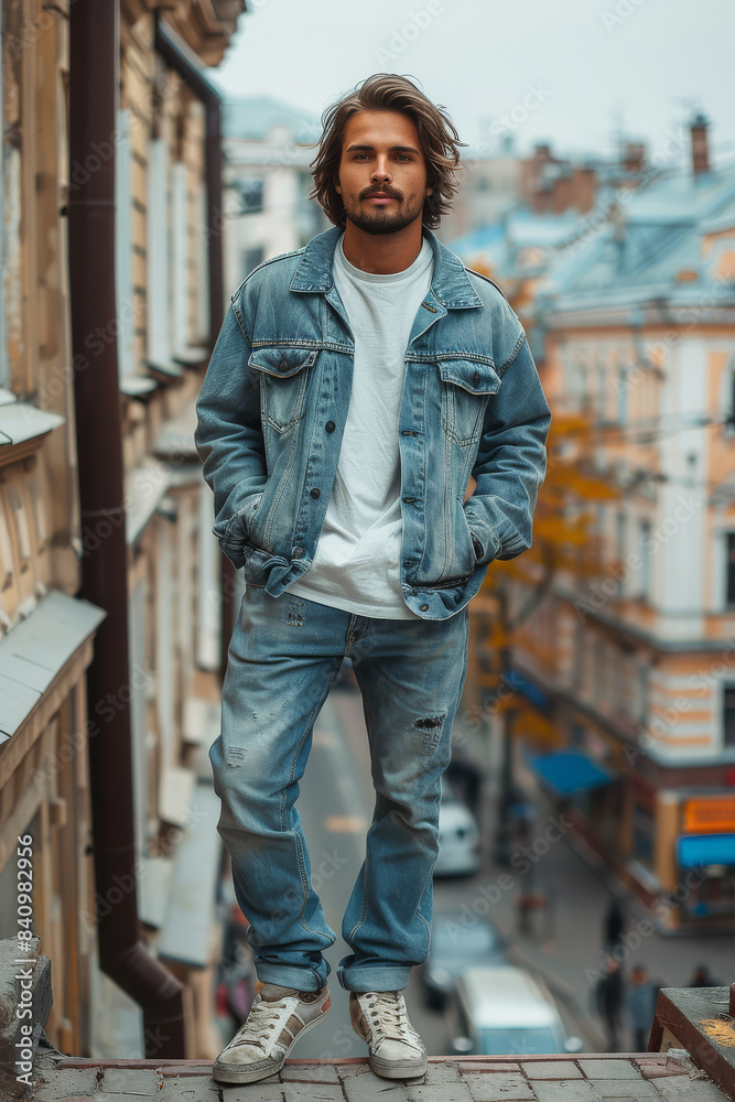 full-length a 30 years old man-model, Streetwear fashion style created with Generative AI technology full-length a 30 years old man-model, Streetwear fashion style created with Generative AI technology