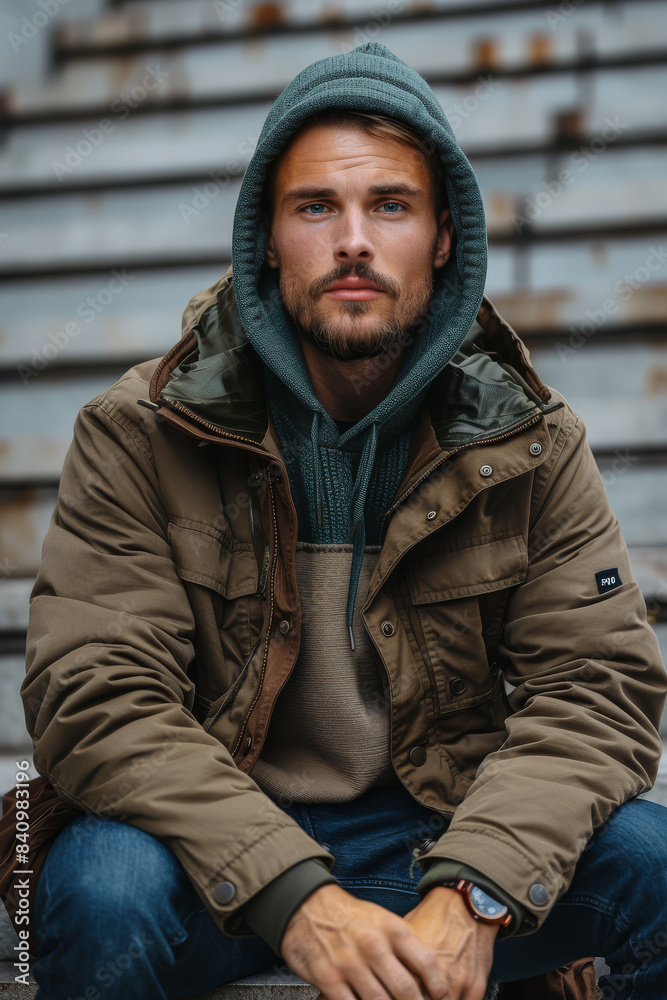 full-length a 30 years old man-model, Streetwear fashion style created with Generative AI technology full-length a 30 years old man-model, Streetwear fashion style created with Generative AI technology