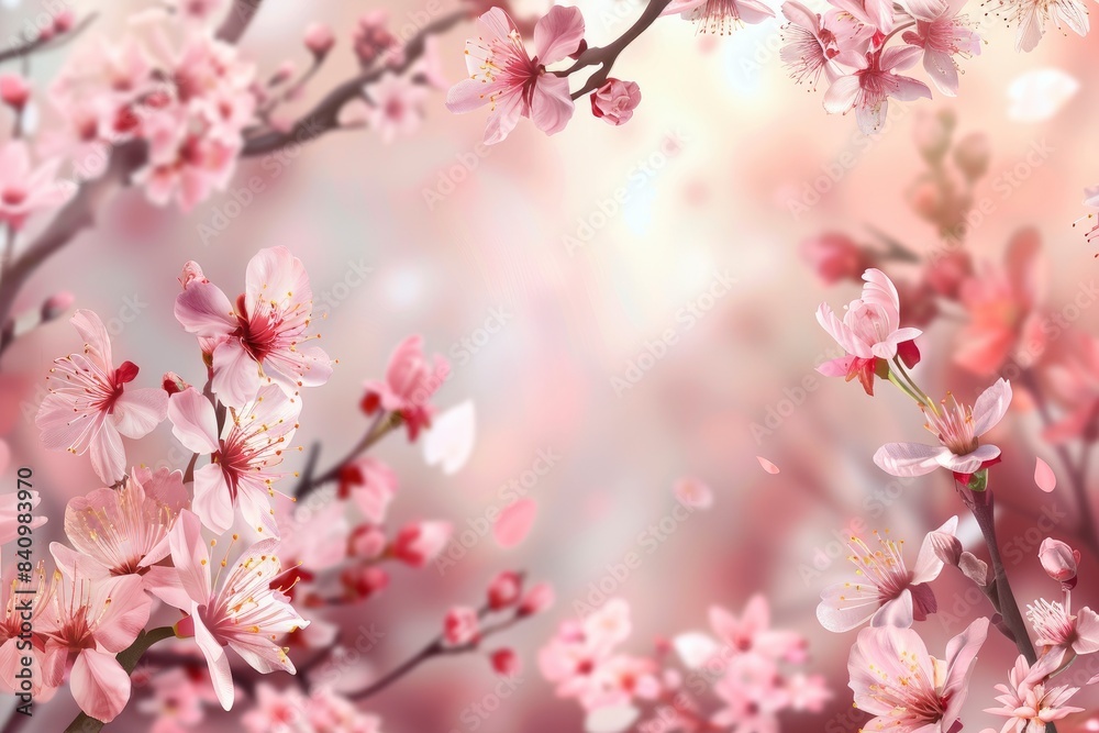 background with cherry blossom. spring flowers - generative ai background with cherry blossom. spring flowers - generative ai