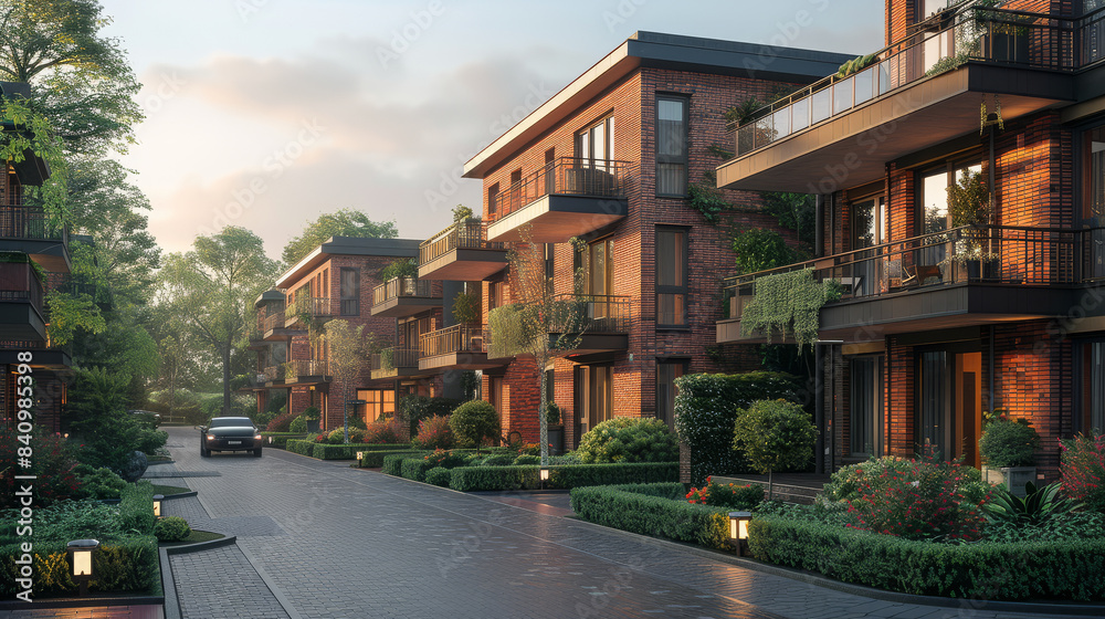 german apartment building, clean, nice weather, photorealistic created with Generative AI technology german apartment building, clean, nice weather, photorealistic created with Generative AI technology