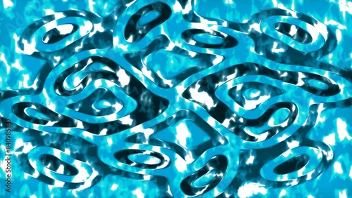 Abstract blue wavy backdrop with a tropical shirt pattern.