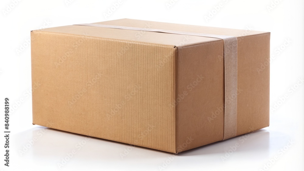 A cardboard box with a white background