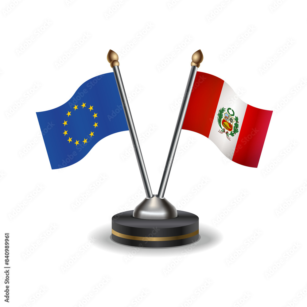 Naklejka premium European Union and table flags relation with background transparent