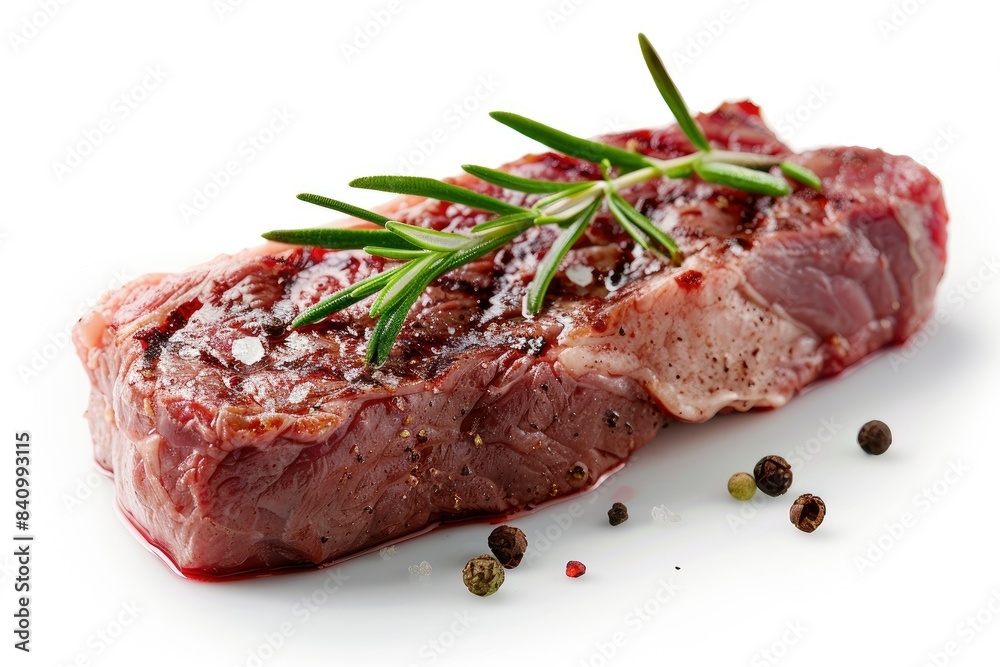 fresh steak isolated nature background with clipping path - generative ai