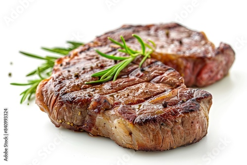 fresh steak isolated nature background with clipping path - generative ai
