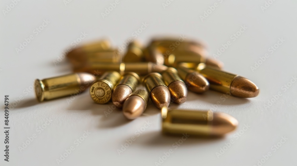 Bullet shells on a white surface Bullet shells on a white surface