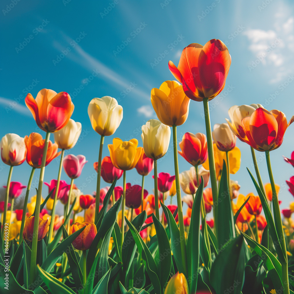 Fototapeta premium red and yellow tulips