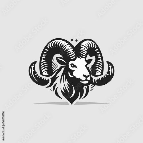 silhouette goat head logo design template