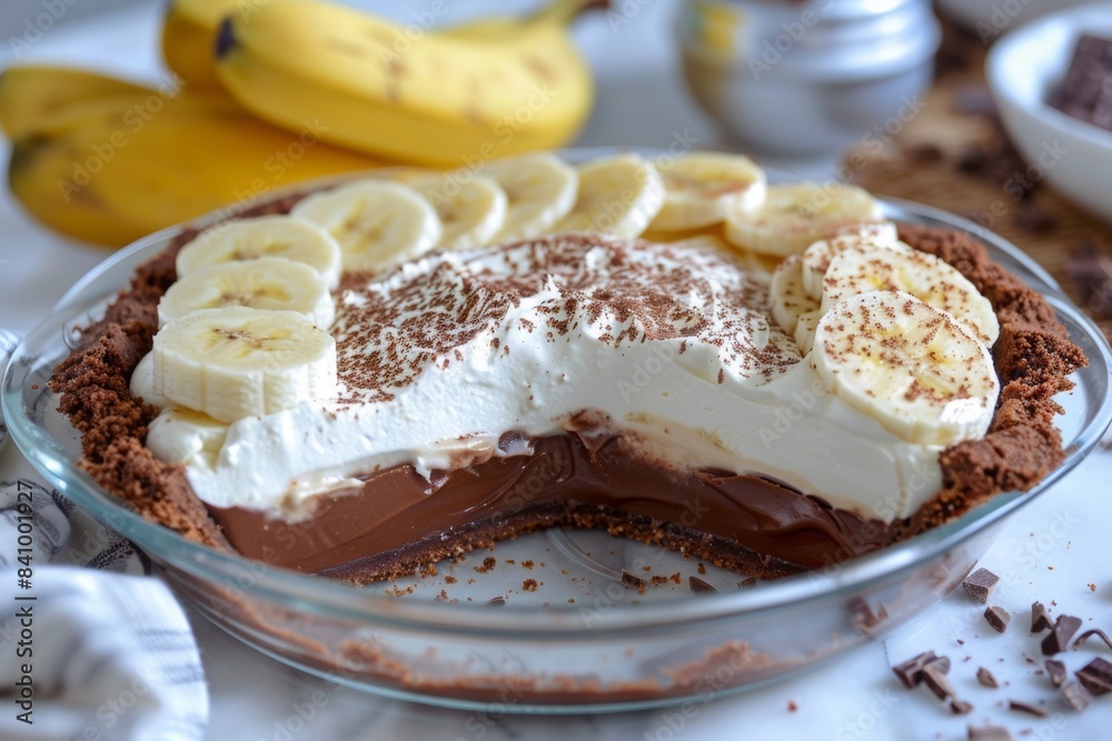 Chocolate Banana Cream Pie with Whipped Topping Chocolate Banana Cream Pie with Whipped Topping