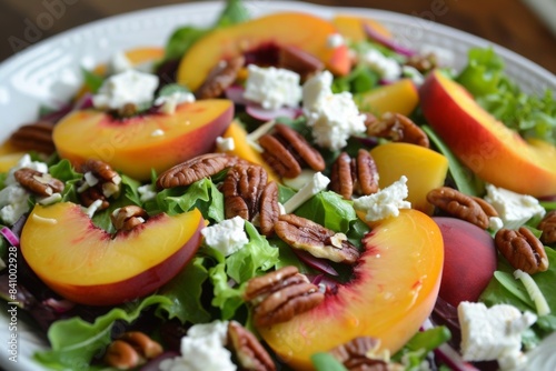 Peach and Pecan Salad with Goat Cheese