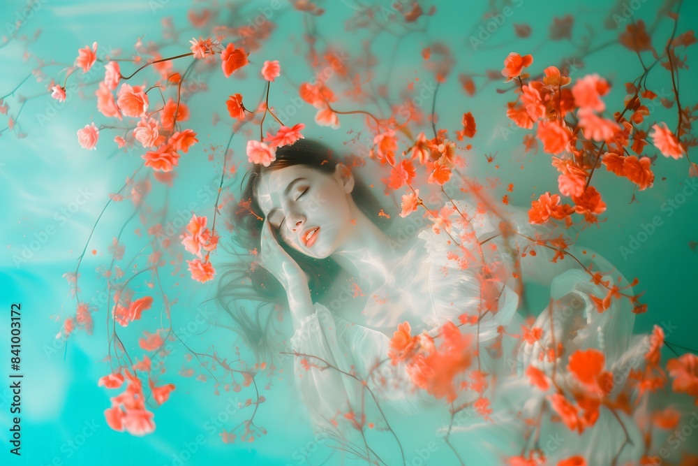 Tranquil Underwater Scene with Blossoming Flowers Tranquil Underwater Scene with Blossoming Flowers
