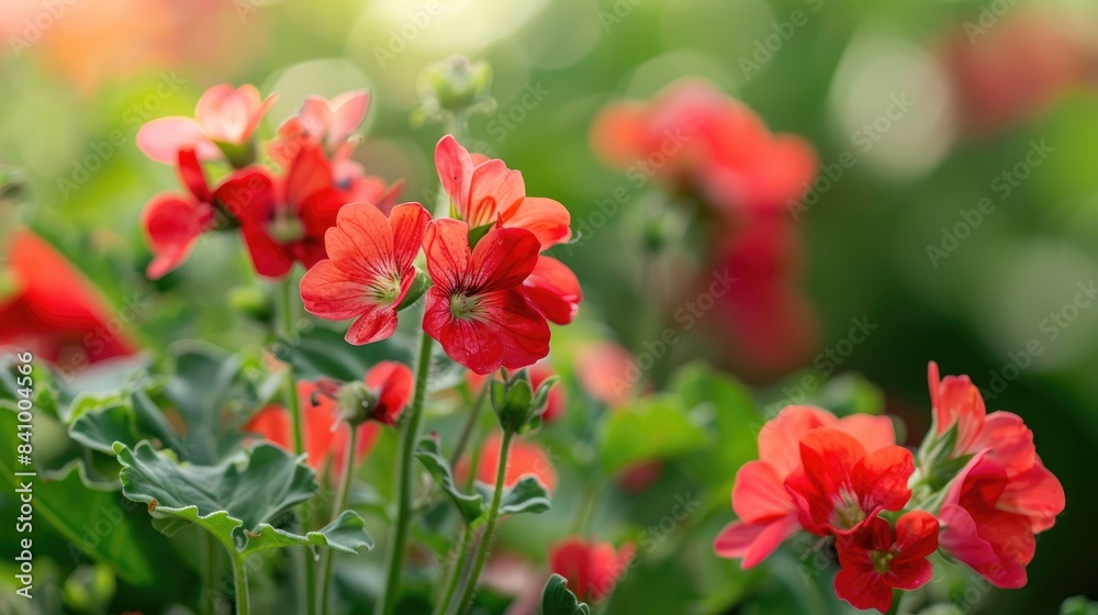 Close up of radish flowers in a garden showing vibrant red blooms Close up of radish flowers in a garden showing vibrant red blooms