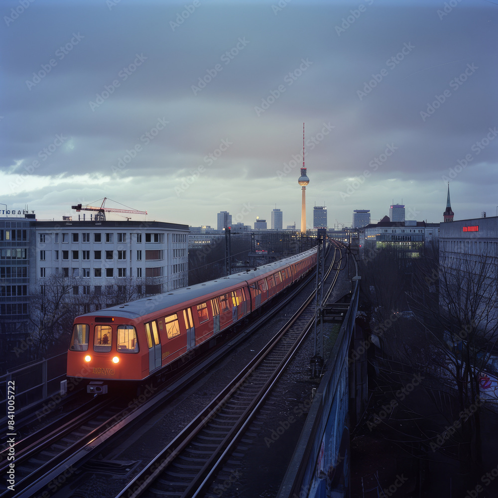 Obraz premium s-bahn Berlin skyline created with Generative AI technology