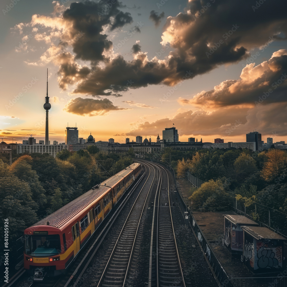 Obraz premium s-bahn Berlin skyline created with Generative AI technology